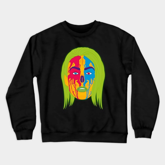 Two Tone Tribal Girl Crewneck Sweatshirt by Woah_Jonny